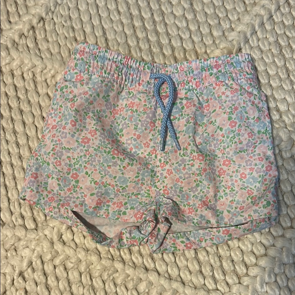 The Beaufort Bonnet Company Floral Kids Swim Trunks - Pink and Blue